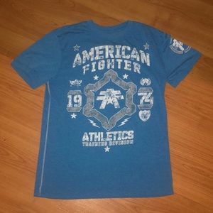 Blue American fighter t shirt